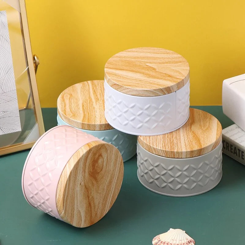 Round Wood Storage Box