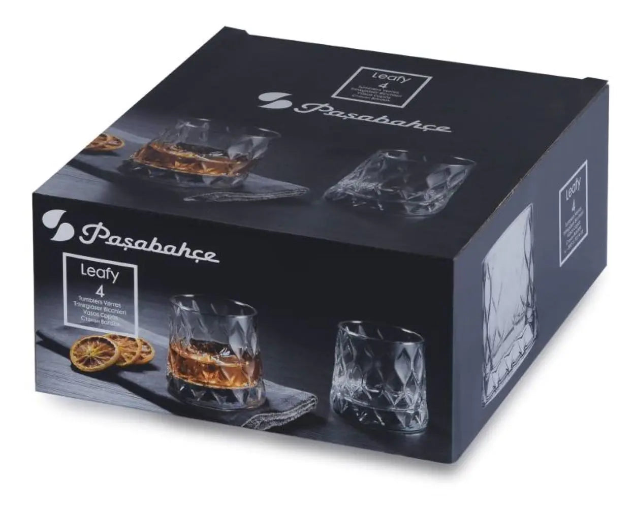 Paşabahçe 420194 Leafy Whiskey Glass, 4-pack, 300 cc