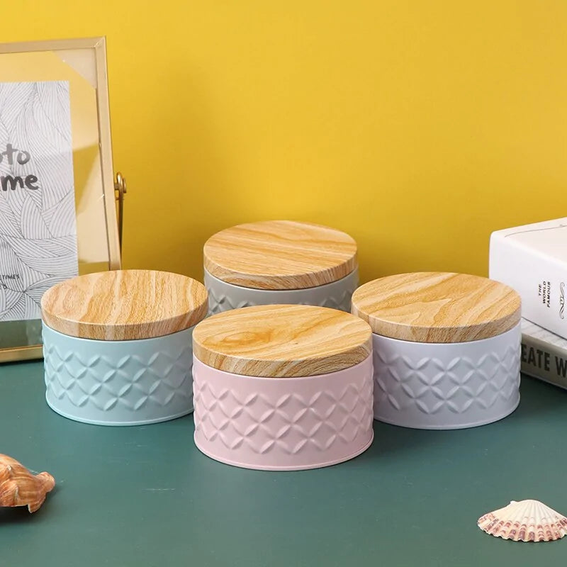 Round Wood Storage Box