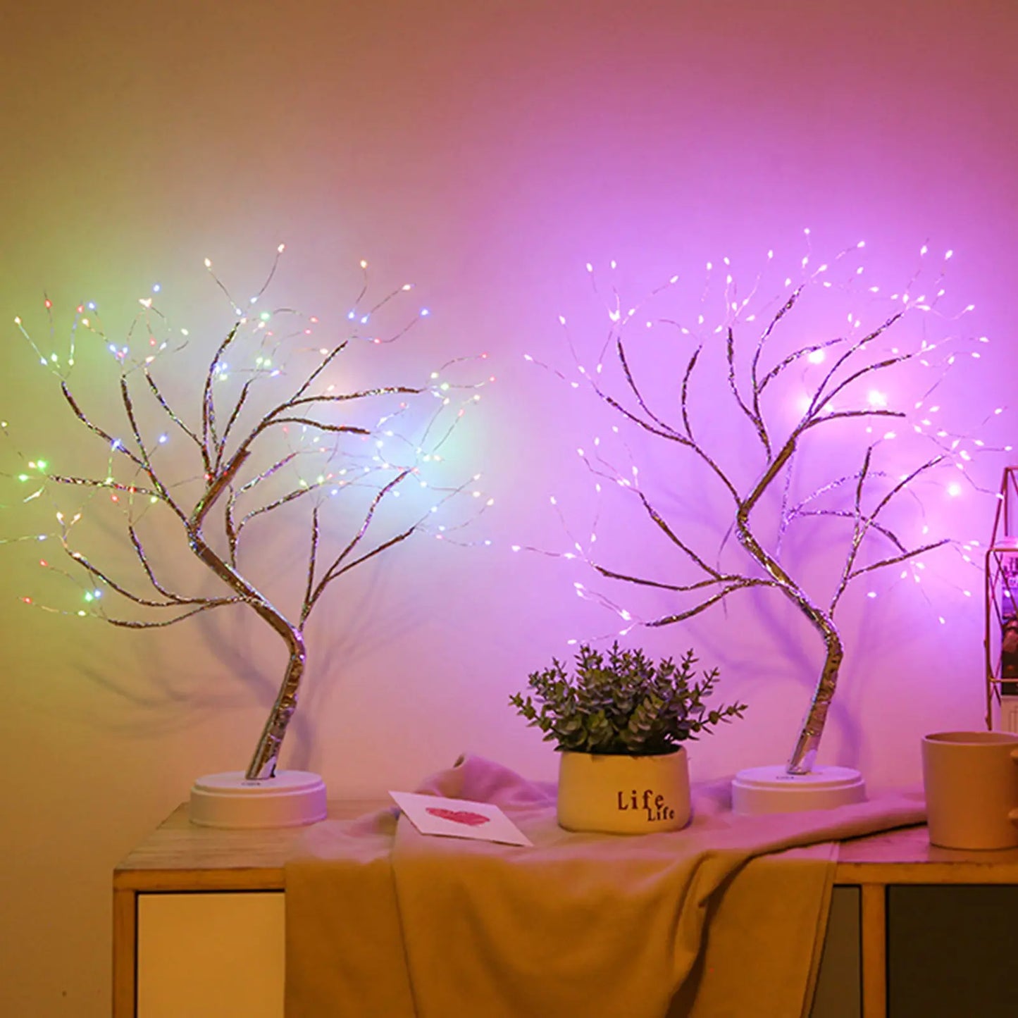 LED Night Light Tabletop Bonsai Tree Light Lamp USB